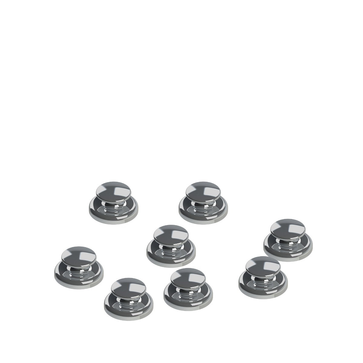 Round-based Morelli Bondable Buttons with curved design, showcasing their bondable surface and sleek appearance.