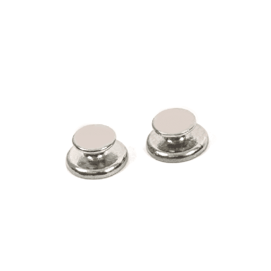 Morelli Bondable Buttons with round base, showcasing curved, durable design for versatile fabric attachment.