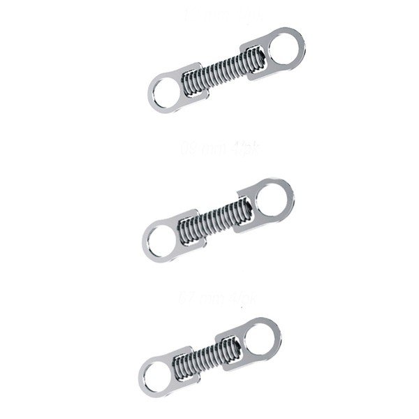 Morelli Niti closed coil springs with eyelets, 12mm size, used for mechanical or industrial applications.