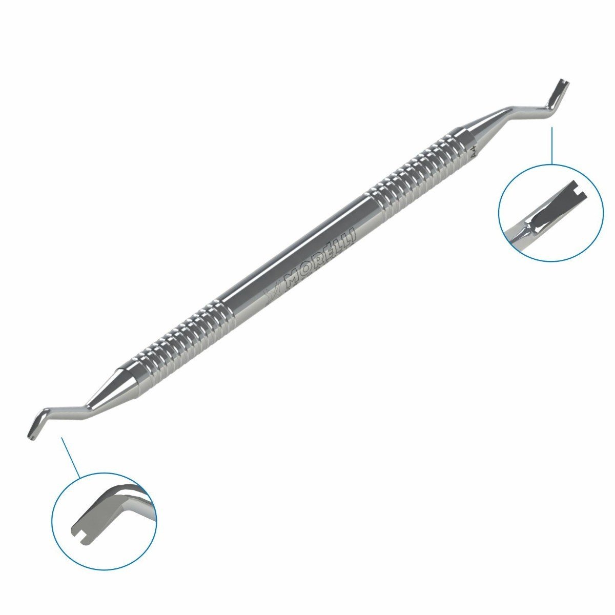Morelli Ligature Wire Tucker Curved Tip cutters for orthodontic wire shaping and tucking, with ergonomic curved blades.