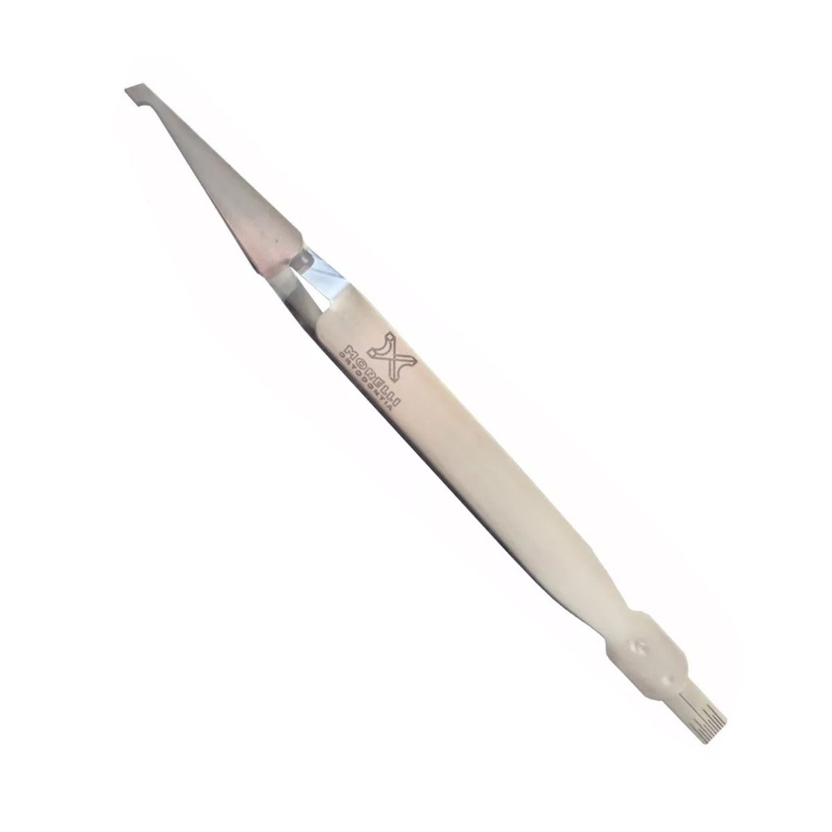 Morelli orthodontic tweezer forceps with stainless steel tips for precise dental handling.