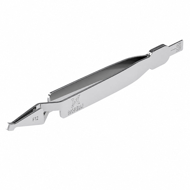 Morelli short tweezer with square tip for precise bracket positioning, ideal for orthodontic forceps and tweezers.