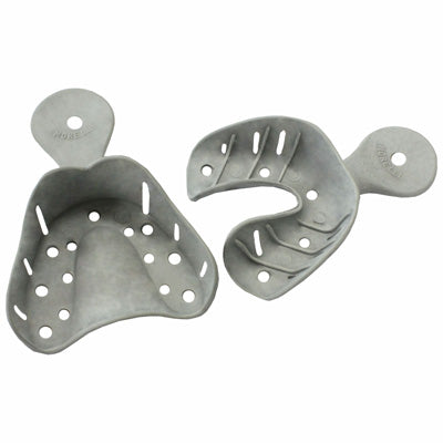 Pair of Morelli Impression Trays for dental impressions, showing upper and lower trays with impression materials.