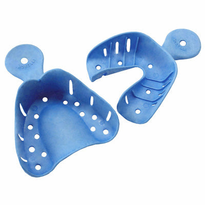 Pair of Morelli Impression Trays and materials for upper and lower dental impressions, designed for accurate dental procedures.