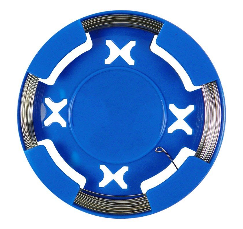 Morelli SS CrNi round elastic hard laboratory wire, 0.7mm diameter, shown coiled in a 50g bundle, high-quality stainless steel wire.