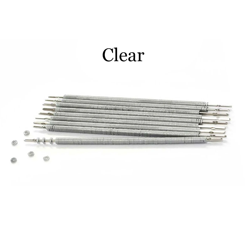 Clear Morelli Canned Ties ligature ties, shown in a close-up image with a transparent appearance and packaging details.