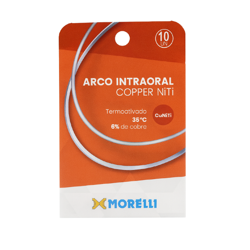 Morelli Copper NiTi 35°C archwire for orthodontic treatment, showing the shiny nickel titanium wire with copper-colored coating.