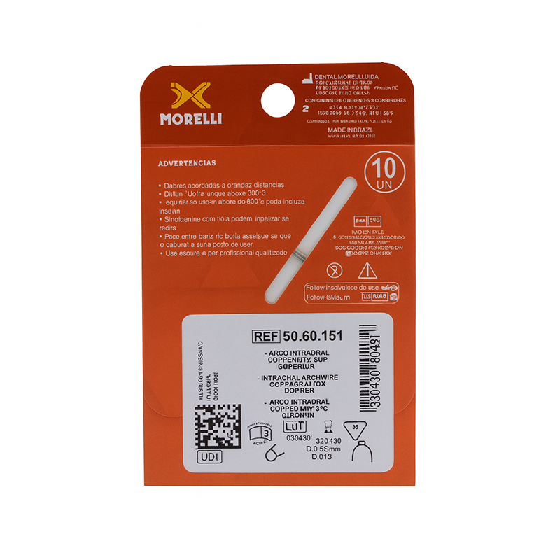 Upper Morelli Copper NiTi 35°C archwire, a nickel titanium wire for orthodontic treatment.