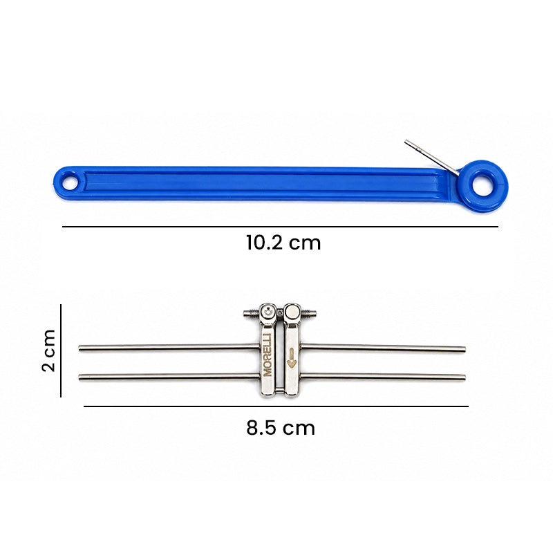 Morelli Hyrex expansion screw, rapid fan type, 13mm, used for dental or orthodontic applications.