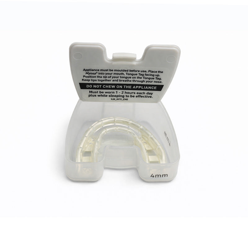 MRC Myosa for TMD by Myofunctional Research Co. showing the orthodontic appliance used for temporomandibular joint disorder treatment