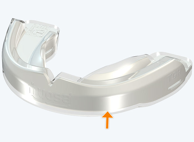 Hard MRC Myosa teeth grinder trainer appliance from Myofunctional Research Co., shown in a clear close-up image.