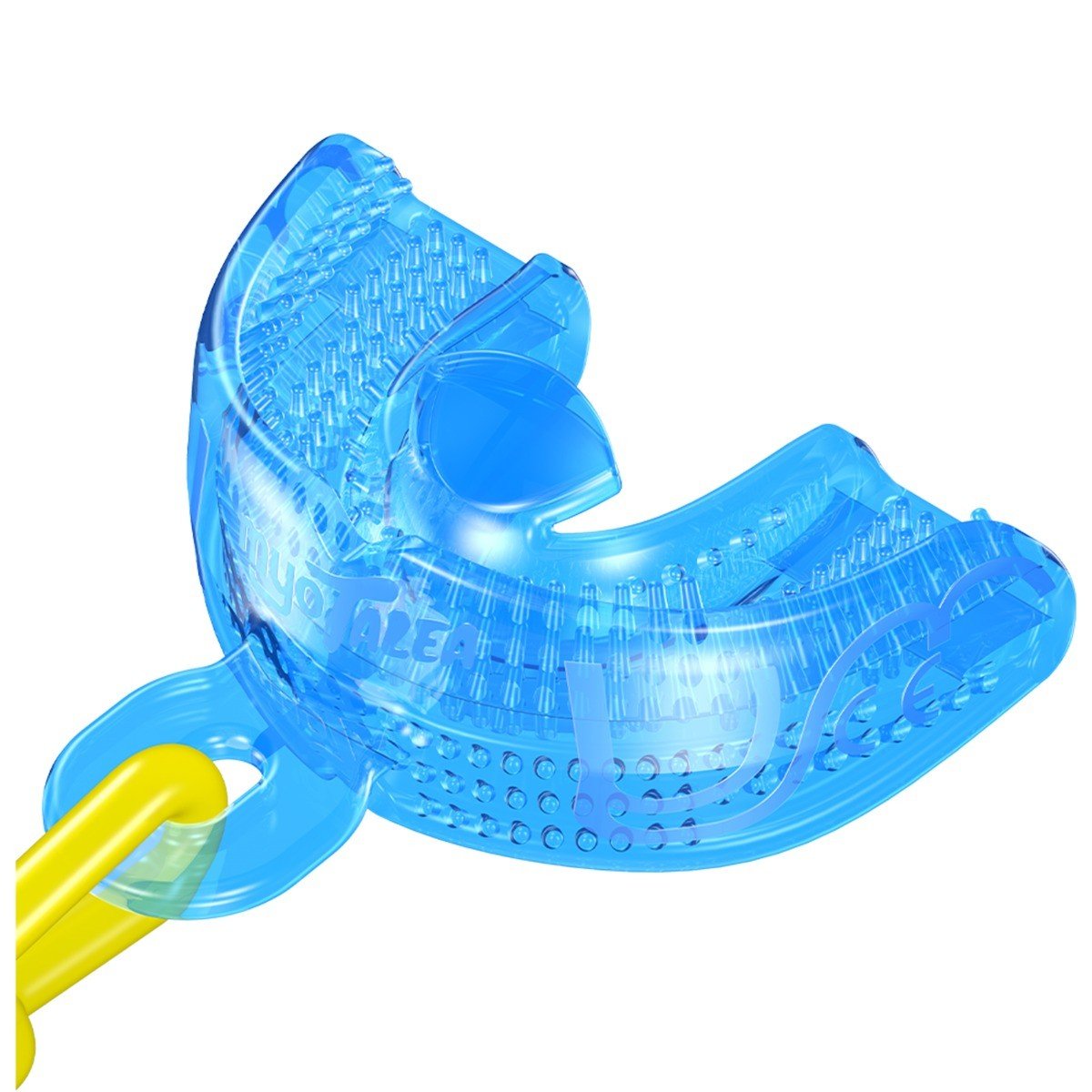 Blue MRC Myotalea Myochew trainer appliance from Myofunctional Research Co. designed for jaw and bite support.