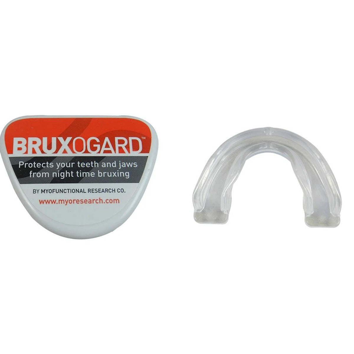 Myofunctional Research Co. MRC Trainer Bruxogard Soft appliance for teeth and jaw alignment, shown in a close-up image.