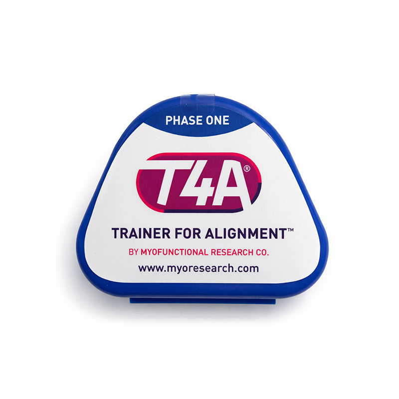 Blue T4A Phase 1 MRC Trainer for Alignment, a large Myofunctional Research Co. appliance used for orthodontic and oral alignment.
