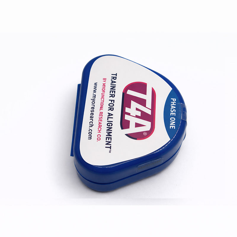 Myofunctional Research Co. T4A Phase 1 Medium Blue Trainer appliance for dental alignment and oral therapy.