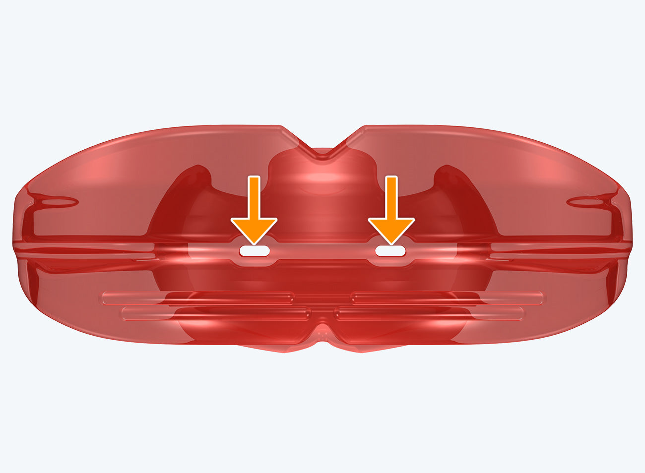 Myofunctional Research Co. T4A Phase 2 Large Red Trainer Appliance for dental alignment and jaw correction.