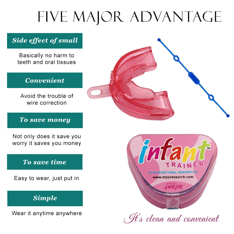 MRC Trainer for Infant Phase 1 soft pink, Myofunctional Research Co. appliance used for infant oral development and alignment.