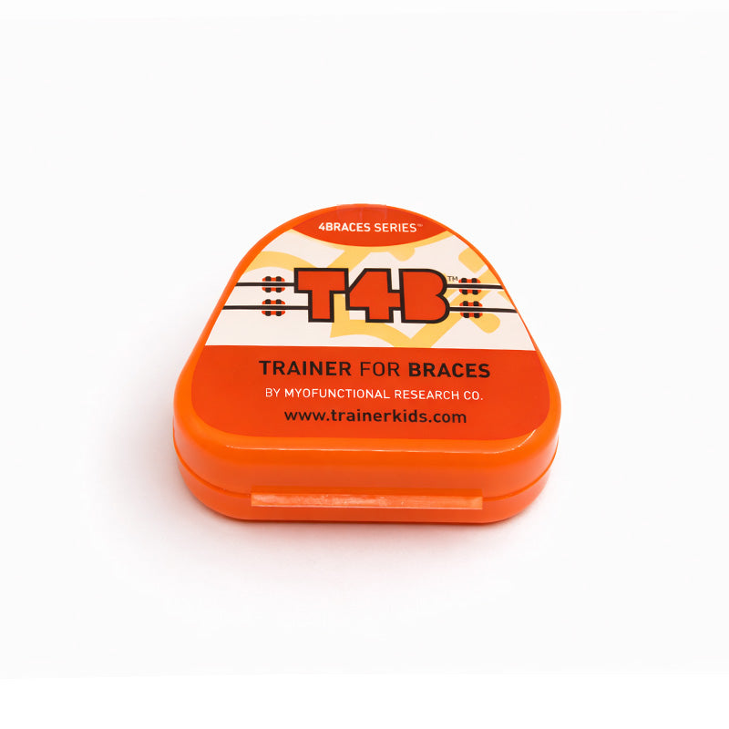 Orange MRC Trainer T4B appliance for braces, designed for orthodontic support, from Myofunctional Research Co.