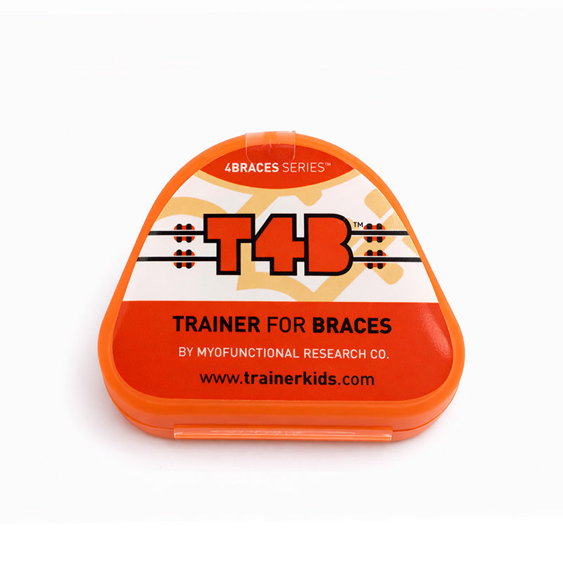 Orange MRC Trainer T4B appliance for braces, a myofunctional research co. trainer appliance and splint for orthodontic support.