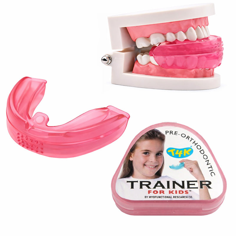 Myofunctional Research Co. T4K Kids Phase 1 soft pink trainer appliance for oral therapy and orthodontic support.
