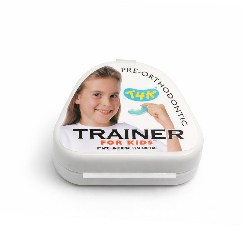 Myofunctional Research Co. MRC Trainer T4K for Kids Phase 2 Hard Clear appliance used for orthodontic and oral muscle training.