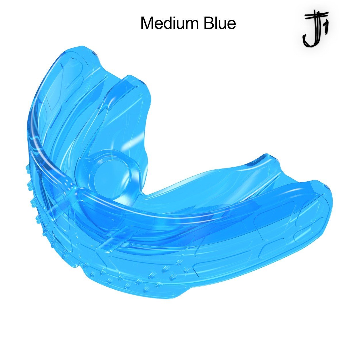 Myobrace for Juniors trainer appliance in blue, a medium size, used for myofunctional therapy and orthodontic correction.