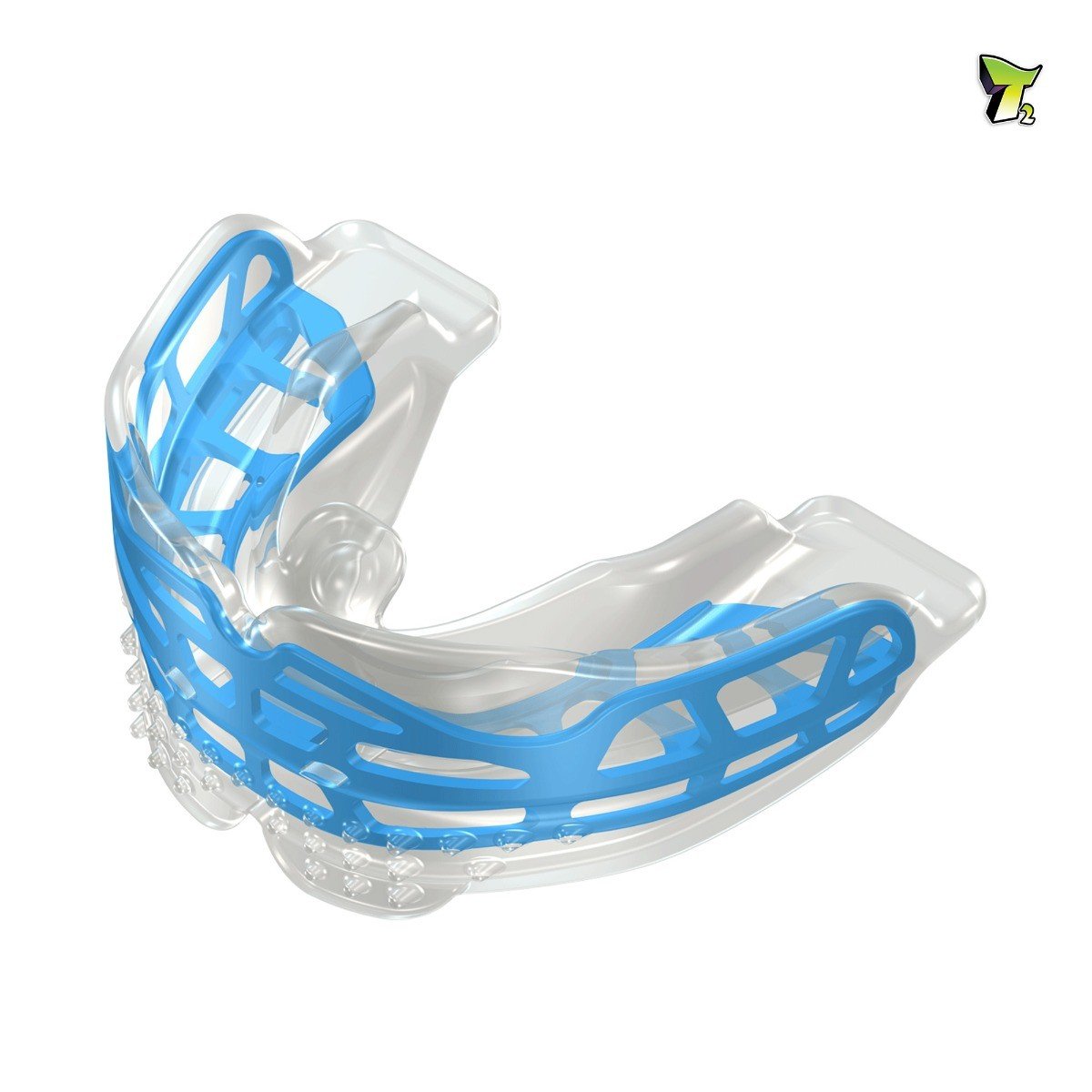 Large blue Myobrace trainer appliance for teens by Myofunctional Research Co., used for orthodontic and myofunctional therapy.