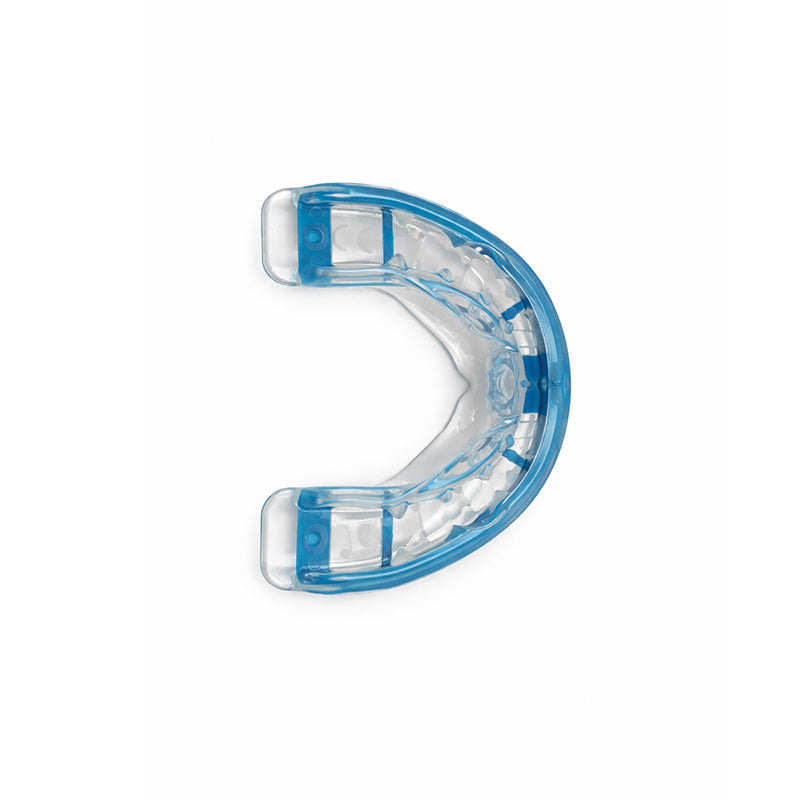 Blue MRC Myobrace trainer appliance for teens, stage 1 splint designed for myofunctional therapy in orthodontic treatment.