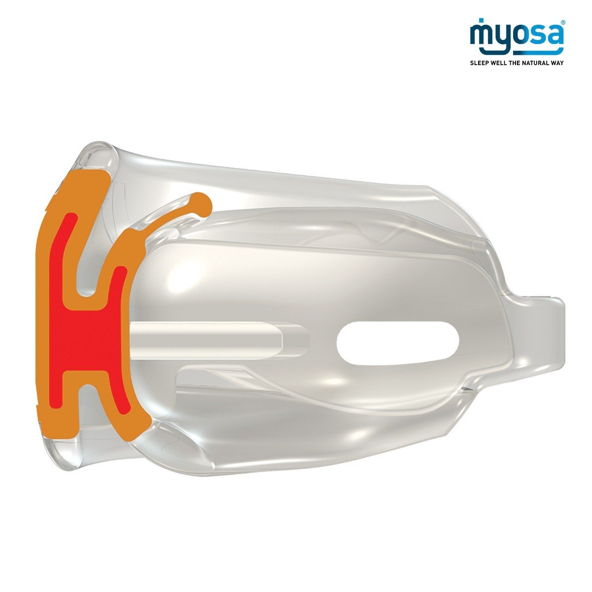 MRC Myosa trainer appliance for TMJBDS, a mouldable myofunctional research co. splint used for jaw and bite correction.