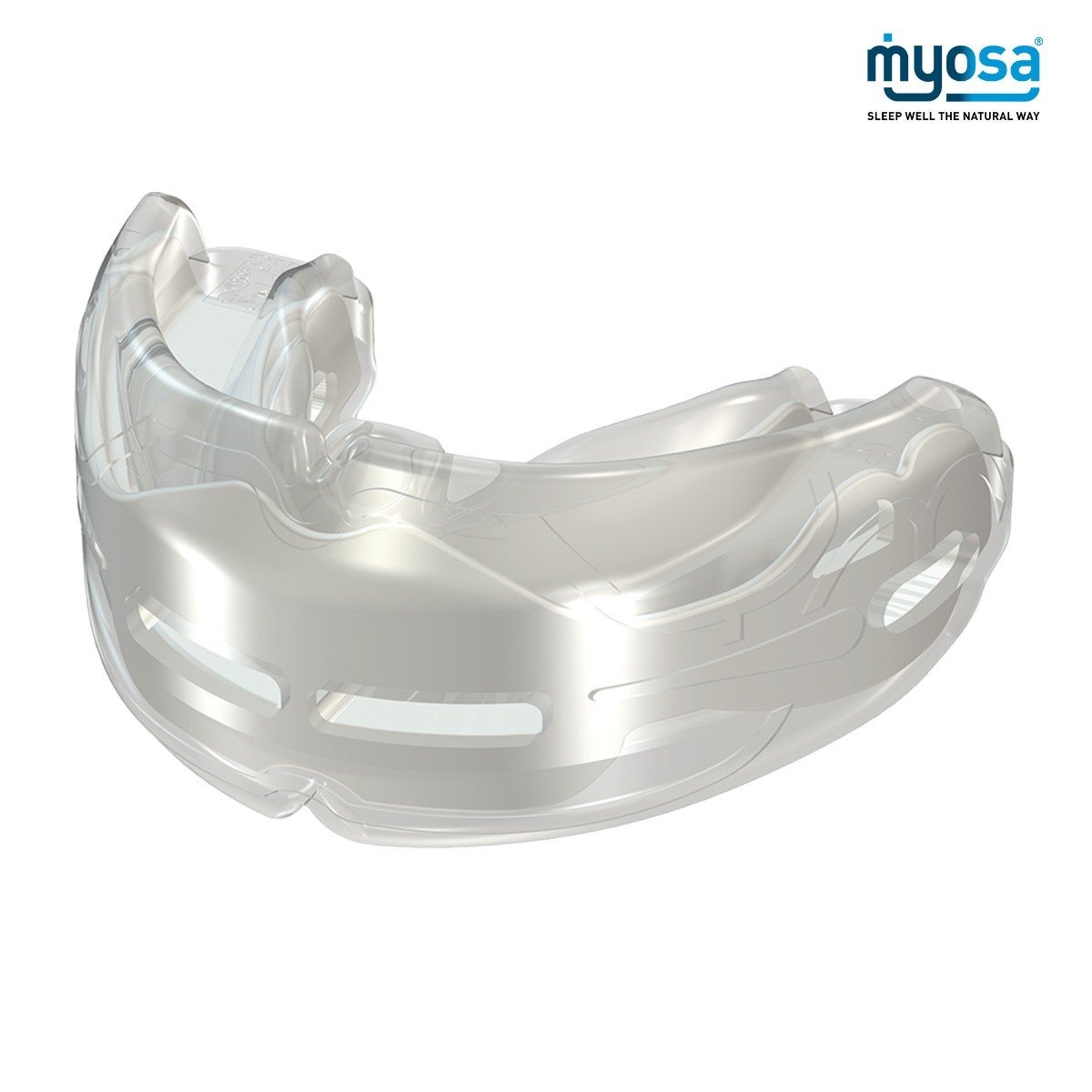 Myofunctional Research Co. Myosa trainer appliance for TMJBDS, stage 1 moldable orthodontic splint for jaw and bite support.