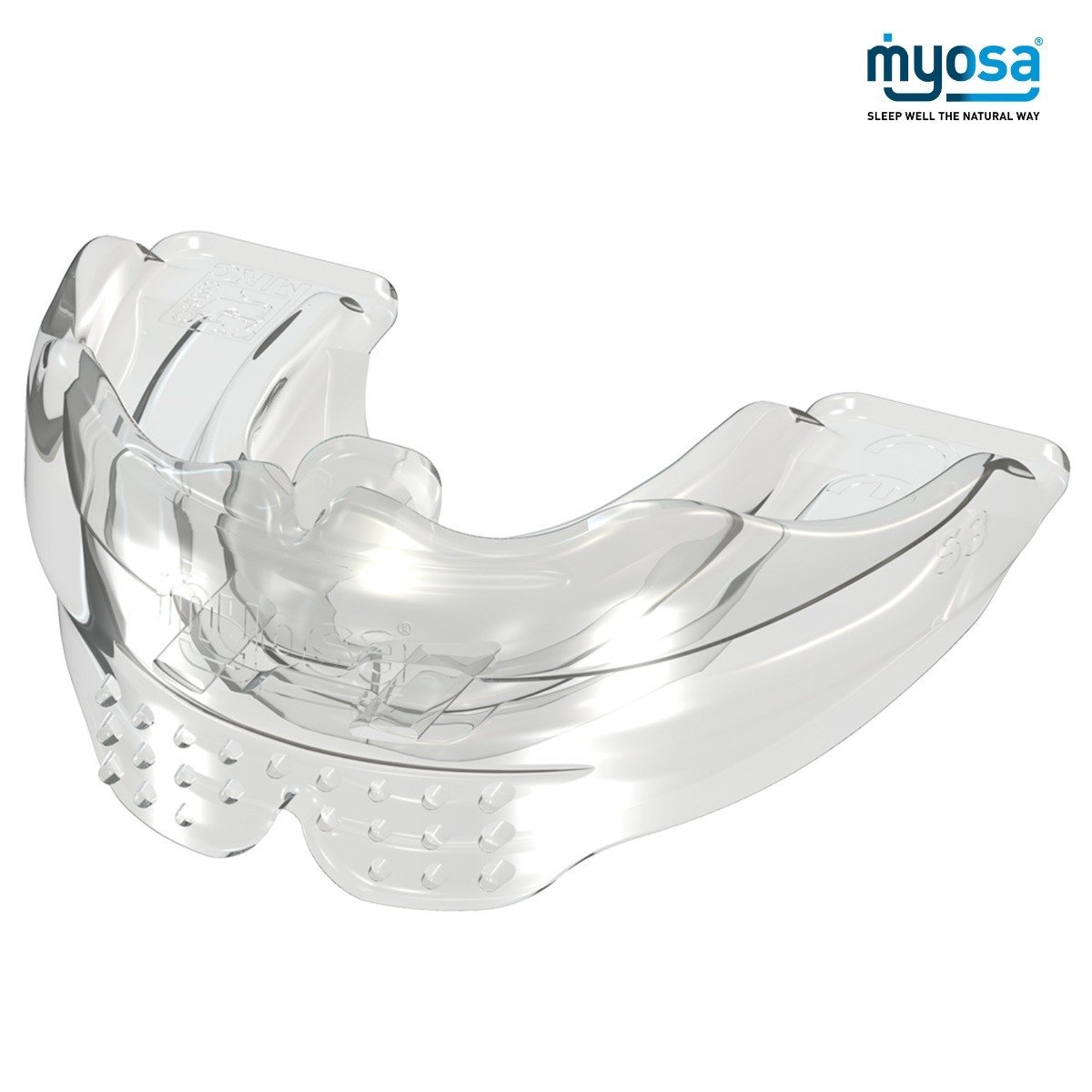 Myofunctional Research Co. MRC Myosa trainer appliance for TMJ and TMD, stage 1 moldable splint for jaw stabilization.