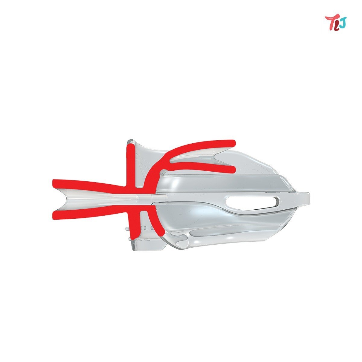 Clear MRC Myotalea Tongue, Lip & Jaw (TLJ) appliance and braces for myofunctional training, shown in a small size.