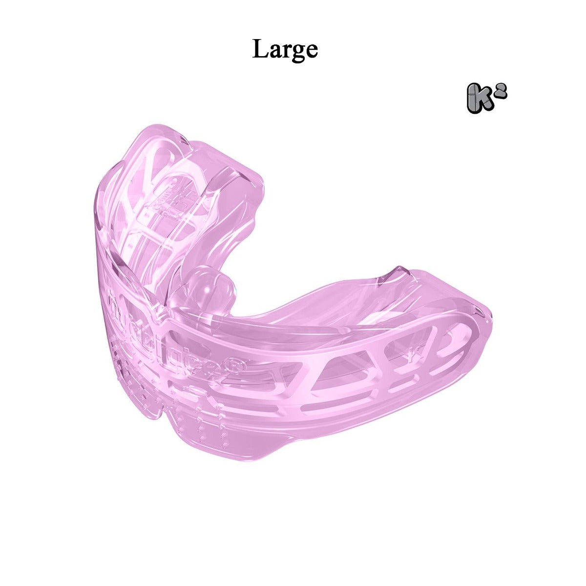 White and blue MRC Myobrace K2 for Kids trainer appliance from Myofunctional Research Co. for orthodontic support and oral development.
