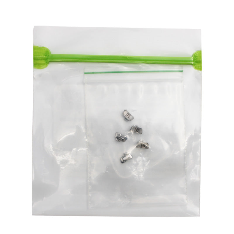 OrthoClassic MBT/Roth bondable molar tubes for first right upper molar, five-piece set, orthodontic dental appliance.
