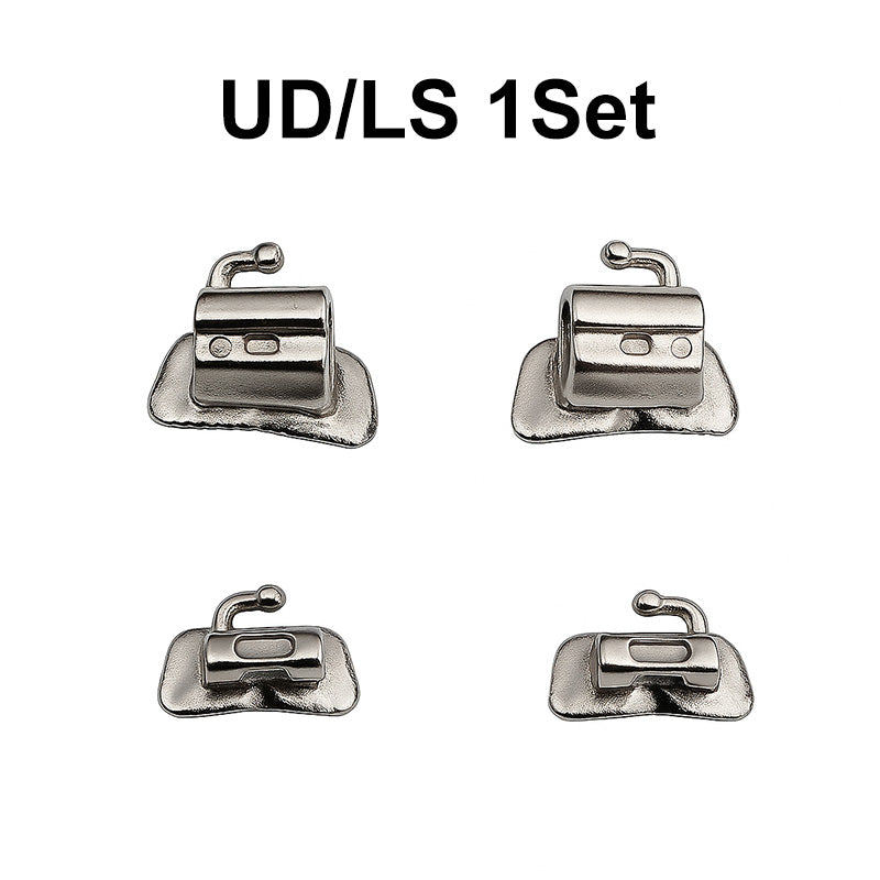 OrthoClassic bondable MBT/Roth .018 orthodontic tubes on first molar, right side, set of five for dental braces.