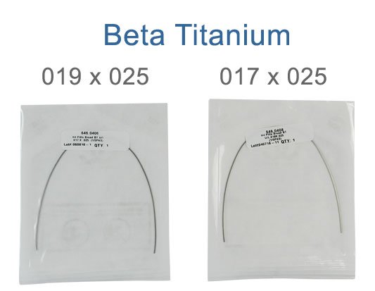 OrthoClassic Damon-compatible H4 Pitts Broad Beta Titanium Wires for SLB, orthodontic archwires in size 0.020 x 0.020 inches, pack of 5.