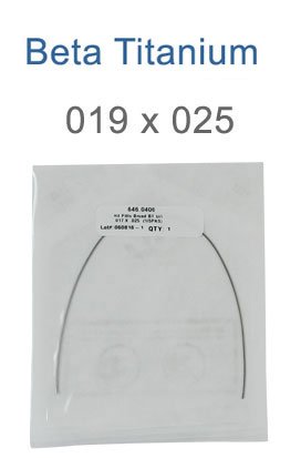 OrthoClassic H4 Pitts Broad Beta Titanium Damon-compatible archwires for SLB, 020 x 020 size, in a set of five.