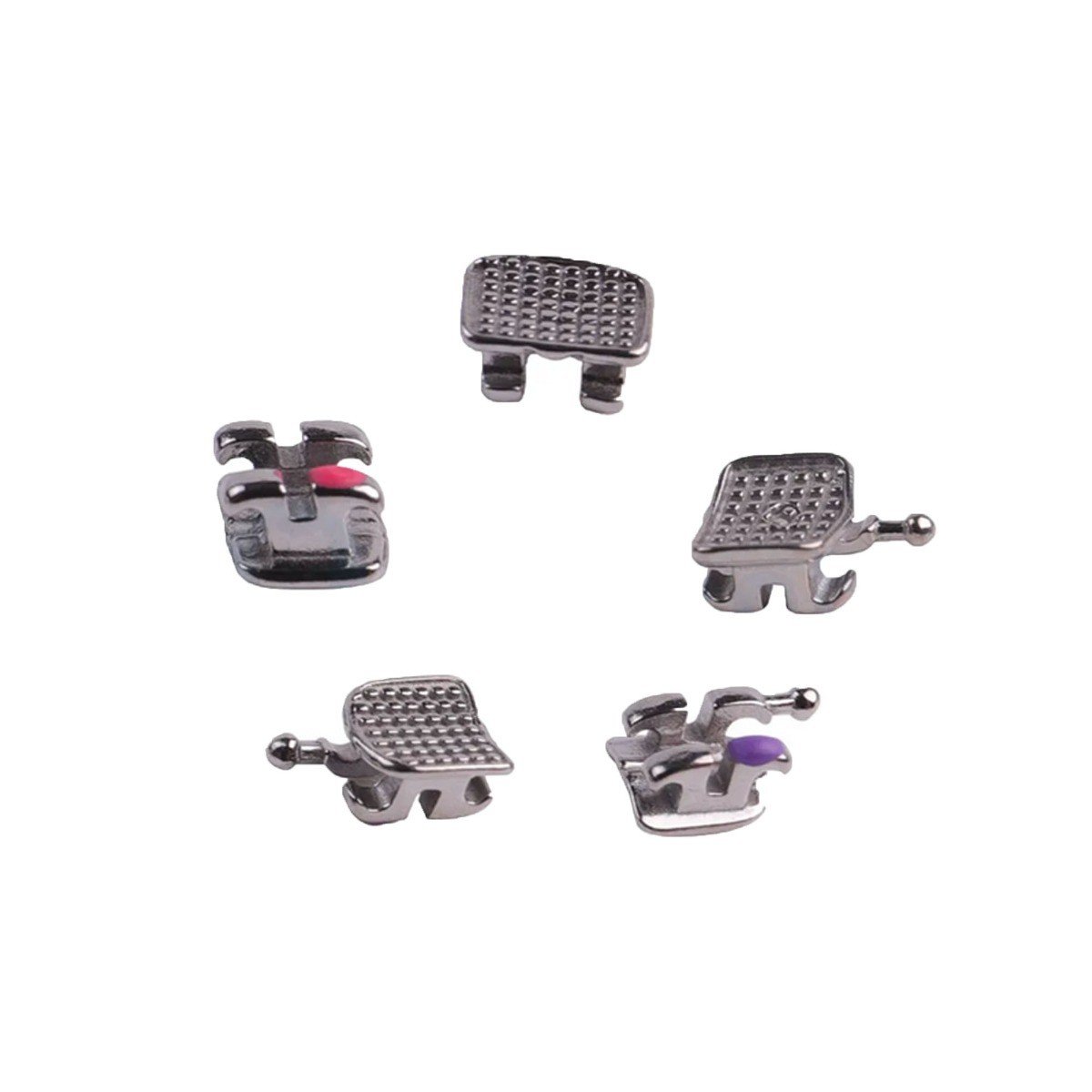 OrthoClassic Bio-Mim Mini Twin Standard Metal Brackets for orthodontic treatment, shown with 20 brackets in the image.