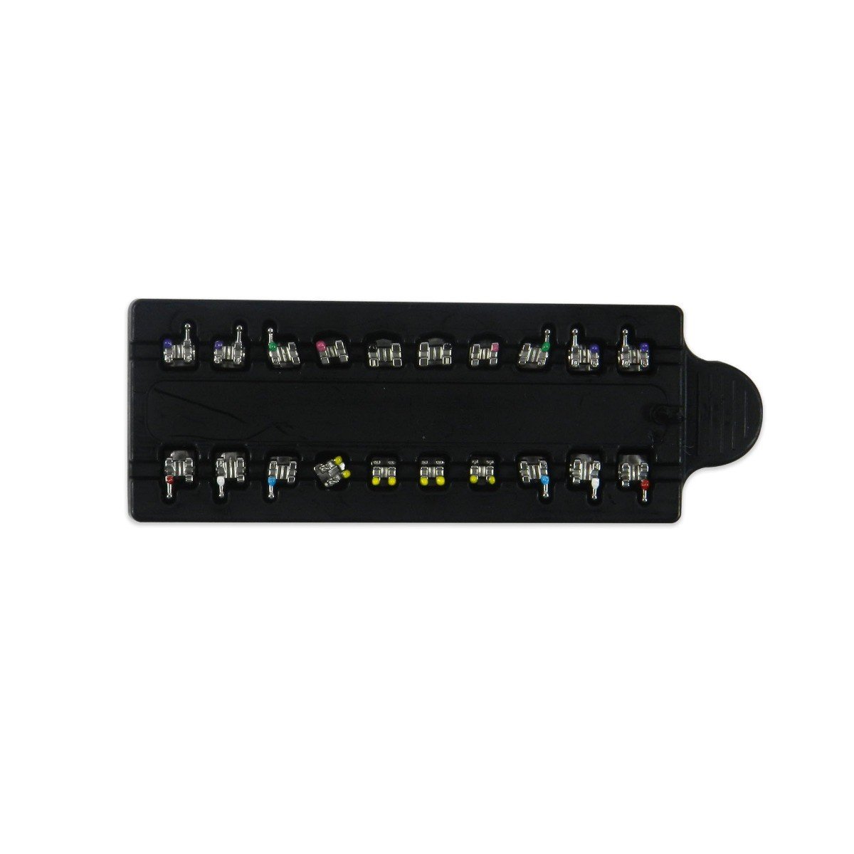 OrthoClassic Bio-Mim Mini Twin Standard Metal Brackets for orthodontic braces, shown in a set of 20 pieces.