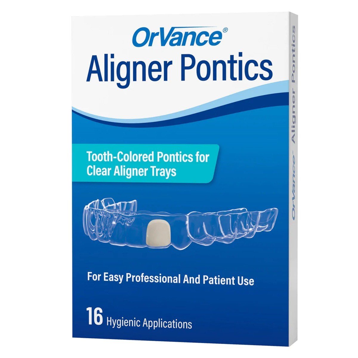 OrVance Aligner Pontics adhesive used for attaching dental aligner pontics in orthodontic treatments.