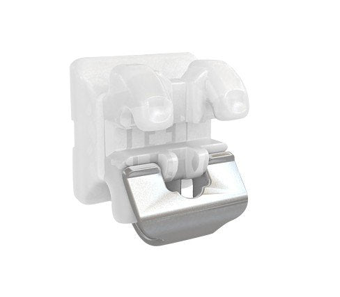 Osstem Majestry Ceramic SL Bracket, an aesthetic orthodontic bracket by Osstem Orthodontics, shown in a kit with five brackets.