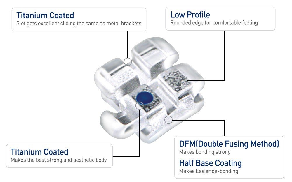 Osstem Perfect Clear 2 Saphire Mono ceramic bracket for orthodontic treatment, shown in a close-up view of the aesthetic brackets.