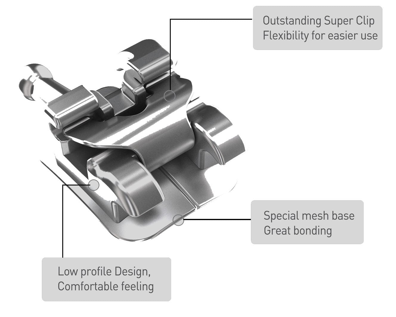 Osstem Yes Metal SL Bracket (SLB) by Osstem Orthodontics, a durable metal bracket for orthodontic treatment.