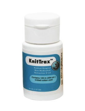 Pascal Knit-Trax knitted retraction cord for dental procedures, showing the flexible, textured cord in natural light.