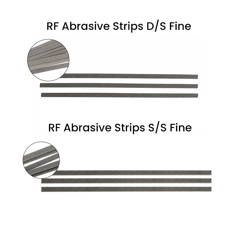 Rabbit Force RF Steel Separating Abrasive IPR Strips 4 mm, coarse single-sided burs for dental IPR procedures.