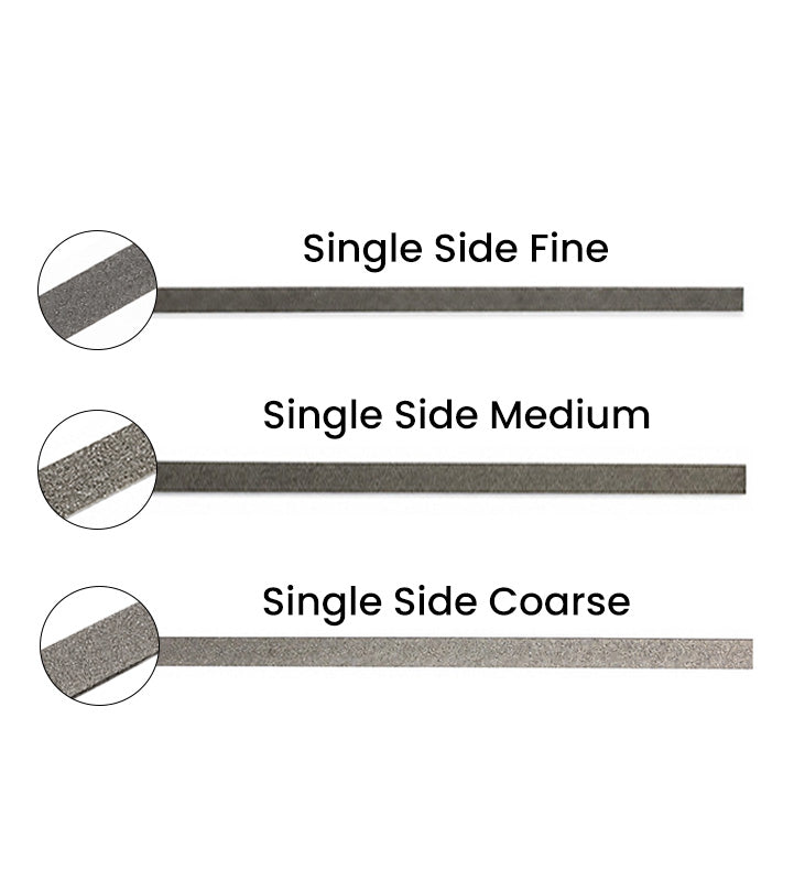 Rabbit Force RF Steel Separating Abrasive IPR Strips, 4 mm burs for precise dental or industrial separation, single-sided coarse abrasive.