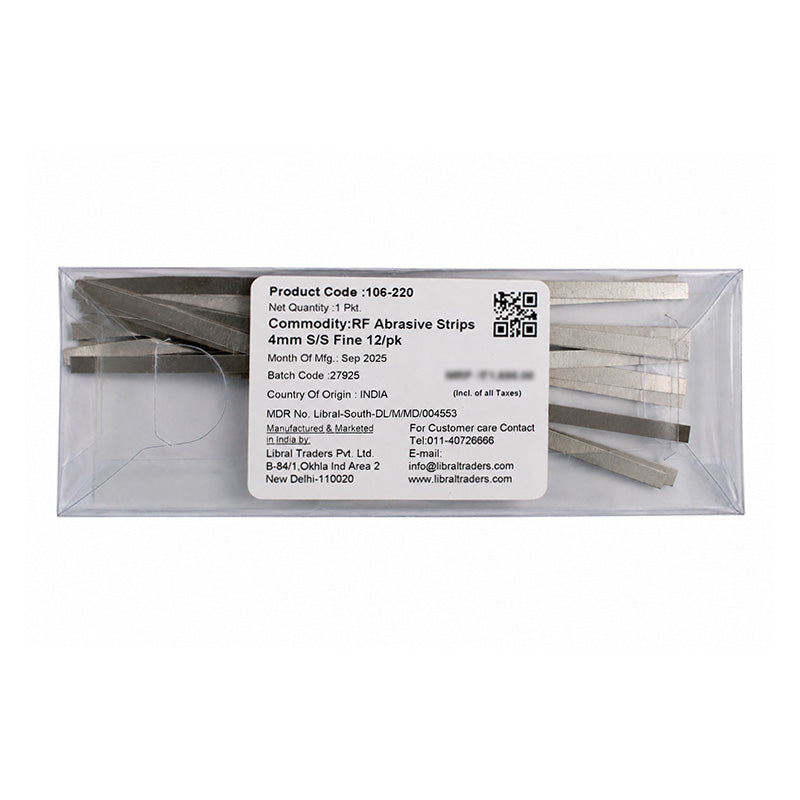 Rabbit Force RF Steel Separating Abrasive IPR Strips 4mm for burs and dental IPR procedures, single-sided coarse abrasive strips.