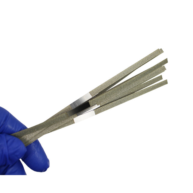 Rabbit Force RF Diamond Separating Abrasive IPR Strips, single-sided medium 4mm burs with holes for precise dental separation.