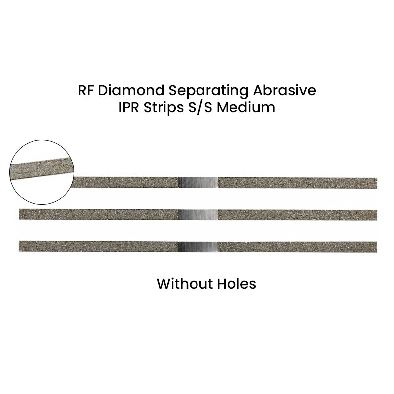 Rabbit Force RF Diamond Separating Abrasive IPR Strips, single-sided medium 4 mm, used for dental burs and IPR procedures.