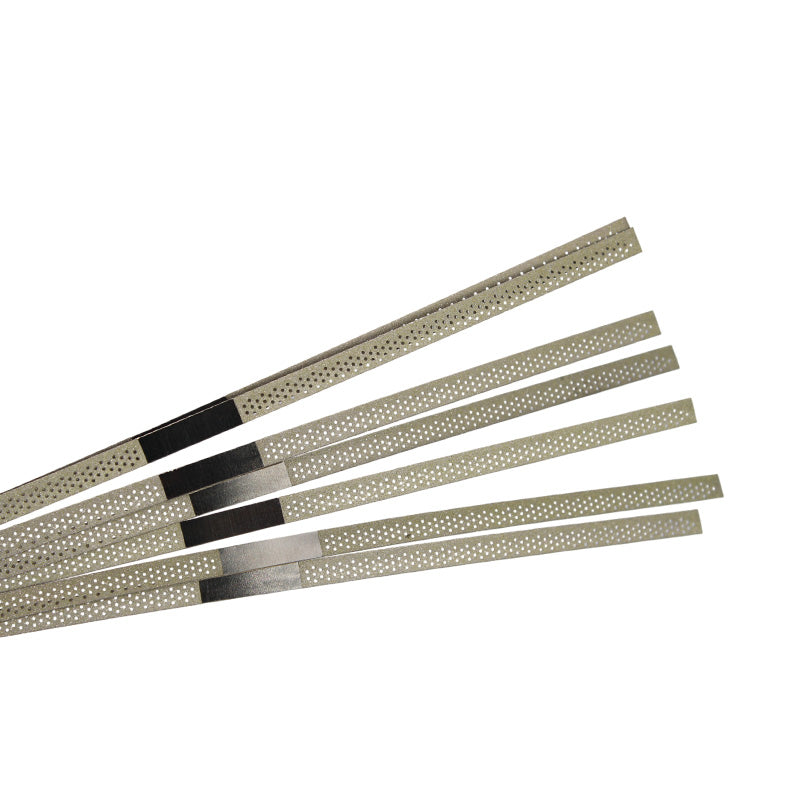 Rabbit Force RF Diamond Separating Abrasive IPR Strips, single-sided medium 4mm burs with holes for dental procedures.